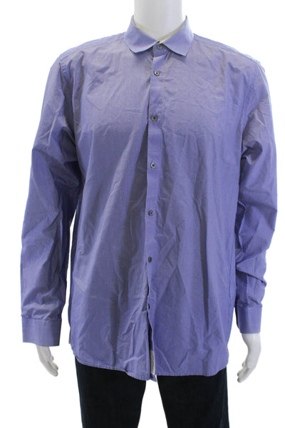 Ted Baker London Mens Cotton Long Sleeve Button Up Shirt Navy Size 16.5