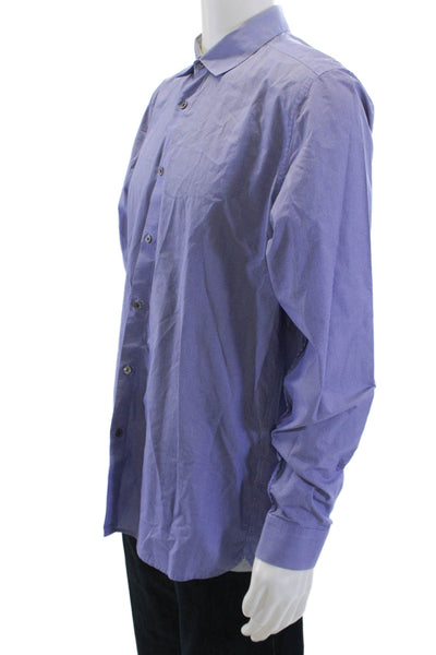 Ted Baker London Mens Cotton Long Sleeve Button Up Shirt Navy Size 16.5