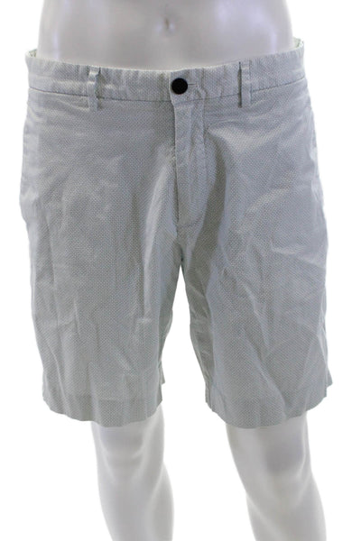 Theory Mens Cotton Geometric Print Four Pocket Shorts White Size 33