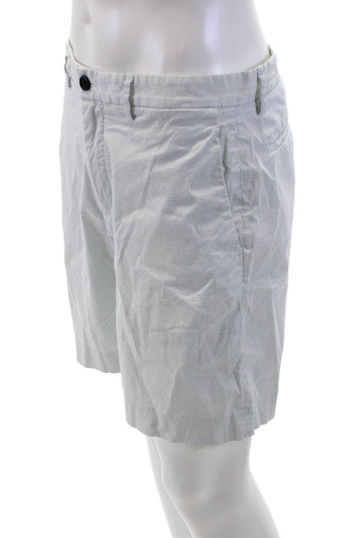 Theory Mens Cotton Geometric Print Four Pocket Shorts White Size 33