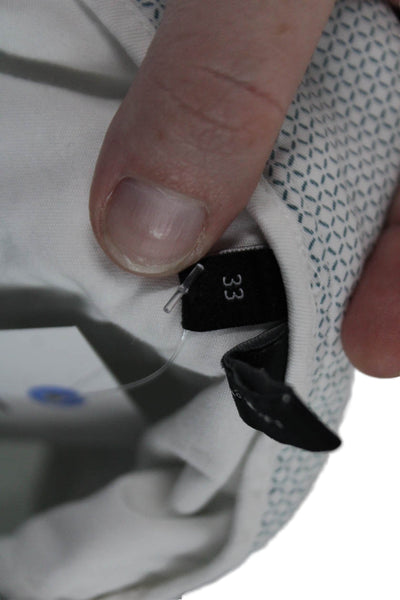 Theory Mens Cotton Geometric Print Four Pocket Shorts White Size 33