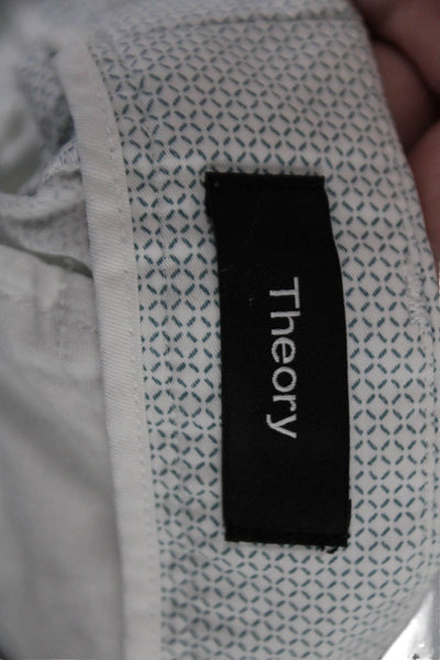 Theory Mens Cotton Geometric Print Four Pocket Shorts White Size 33