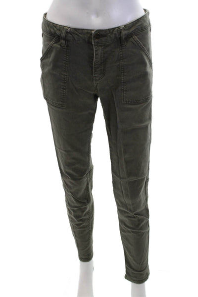 Sanctuary Womens Cotton Zip Button Slim Pants Green Size EUR 29