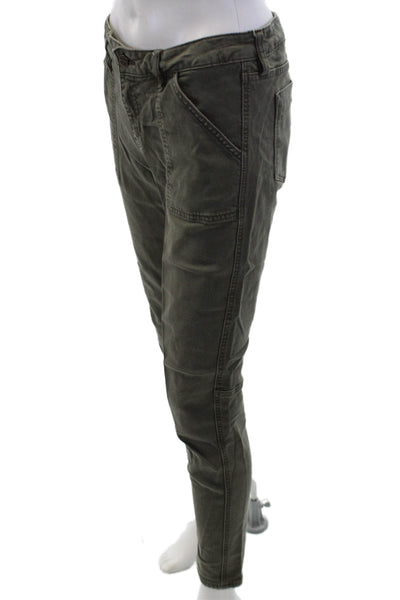 Sanctuary Womens Cotton Zip Button Slim Pants Green Size EUR 29
