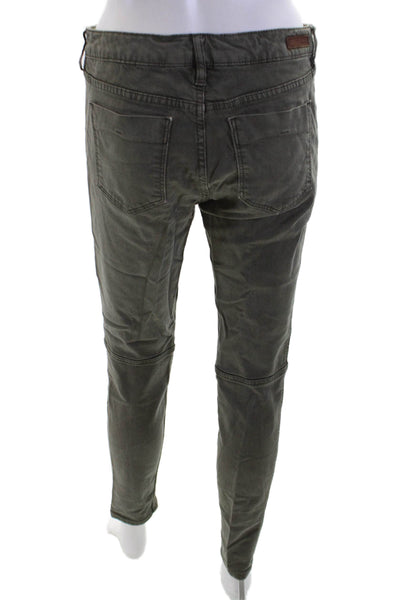 Sanctuary Womens Cotton Zip Button Slim Pants Green Size EUR 29