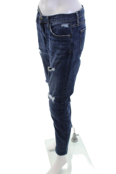 Current/Elliott Womens Cotton Zip Button Distressed Jeans Blue Size EUR 28