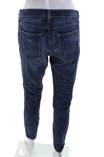 Current/Elliott Womens Cotton Zip Button Distressed Jeans Blue Size EUR 28