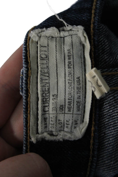 Current/Elliott Womens Cotton Zip Button Distressed Jeans Blue Size EUR 28