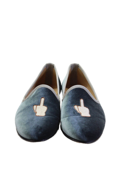 Del Toro Womens Slip On Round Toe Velvet Loafers Gray Size 6.5