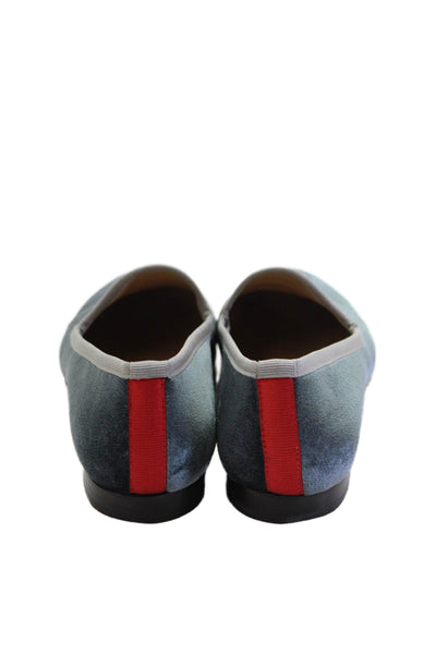Del Toro Womens Slip On Round Toe Velvet Loafers Gray Size 6.5
