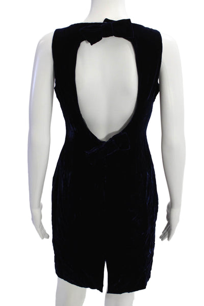 The Little Black Dress Womens Bow Open Back Vintage Velvet Dress Blue Size IT 40