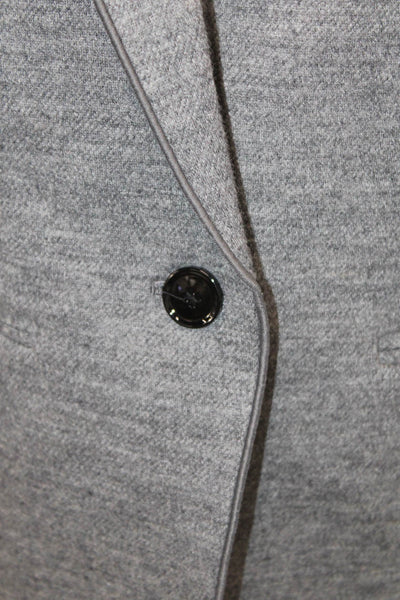 Ann Taylor Womens Single Button Blazer Jacket Grey Wool Blend Size 2