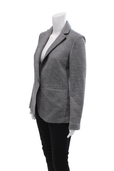 Ann Taylor Womens Single Button Blazer Jacket Grey Wool Blend Size 2