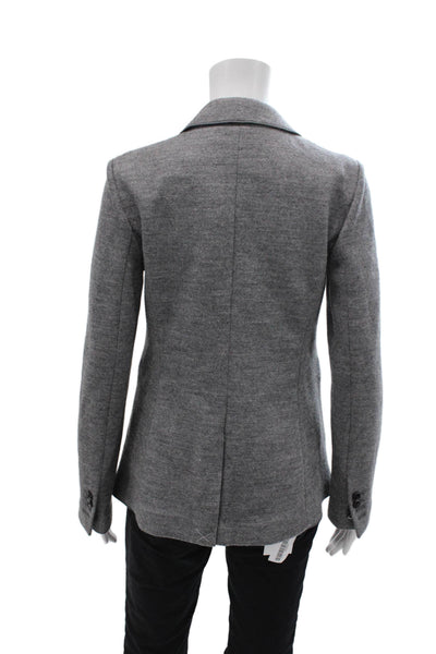 Ann Taylor Womens Single Button Blazer Jacket Grey Wool Blend Size 2
