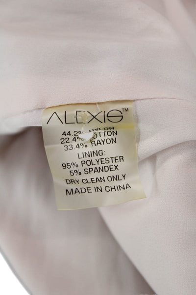 Alexis Womens Lace V Neck Long Sleeves Evening Gown Blue Pink Size Large