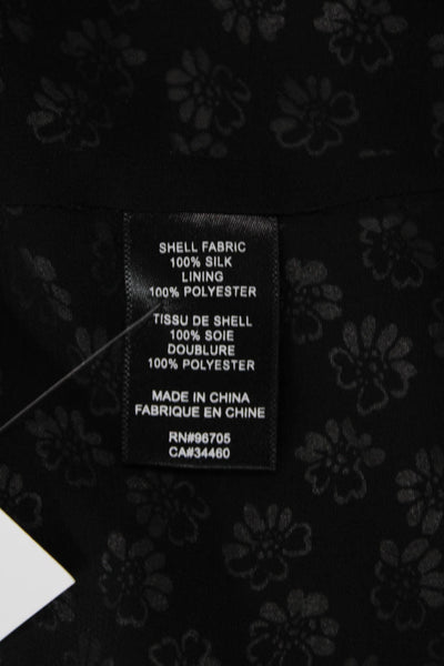 Rebecca Taylor Womens Silk Floral Print Key Hole Neck Dress Black White Size 4