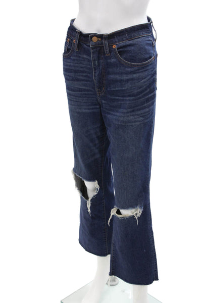 Madewell Womens Cotton 11" High Rise Crop Flare Dark Wash Jeans Blue Size EUR 27