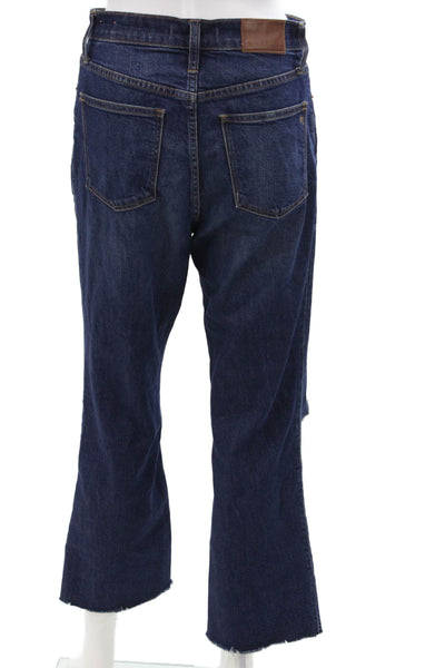 Madewell Womens Cotton 11" High Rise Crop Flare Dark Wash Jeans Blue Size EUR 27