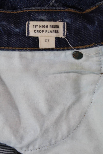 Madewell Womens Cotton 11" High Rise Crop Flare Dark Wash Jeans Blue Size EUR 27