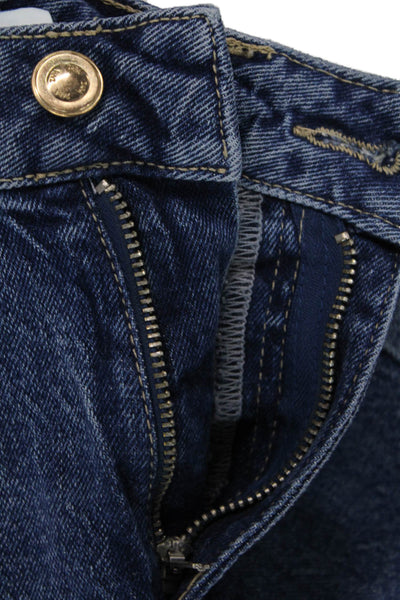 Zara Womens Cotton Dark Wash Wide Leg Buttoned Jeans Blue Size 0