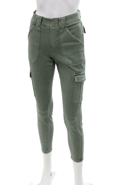 Spanx Womens Elastic Waist Skinny Leg Slip-On Pants Green Size S