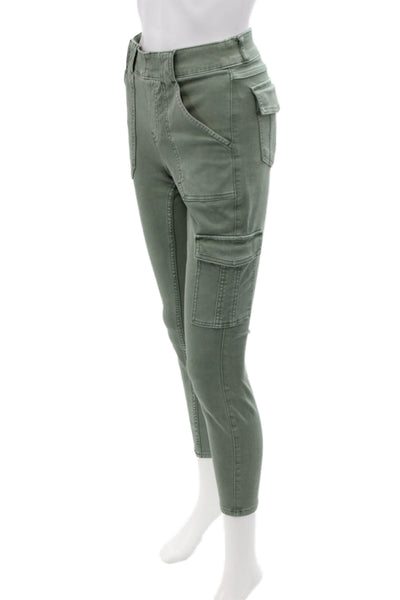 Spanx Womens Elastic Waist Skinny Leg Slip-On Pants Green Size S