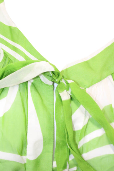 Milly Womens Silk Abstract Print Belted Buttoned Down Blouse Green Size 6