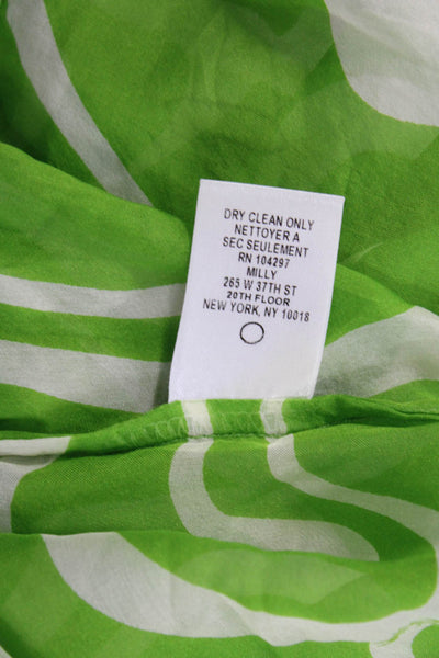 Milly Womens Silk Abstract Print Belted Buttoned Down Blouse Green Size 6