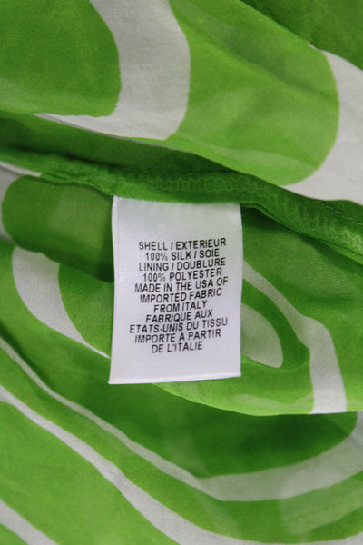 Milly Womens Silk Abstract Print Belted Buttoned Down Blouse Green Size 6
