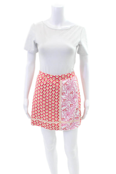 J. Mclaughlin Womens Textured Zip Colorblock Mini Skirt Pink Size M