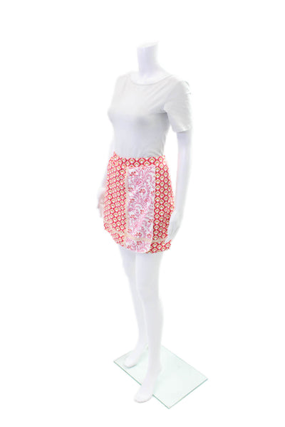 J. Mclaughlin Womens Textured Zip Colorblock Mini Skirt Pink Size M
