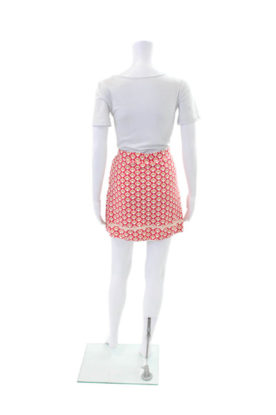 J. Mclaughlin Womens Textured Zip Colorblock Mini Skirt Pink Size M