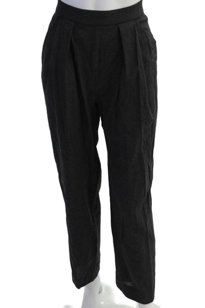 Donna Karan Womens Back Zip High Rise Pleated Dress Pants Gray Wool Size 2