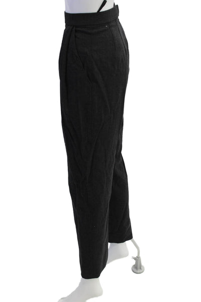 Donna Karan Womens Back Zip High Rise Pleated Dress Pants Gray Wool Size 2