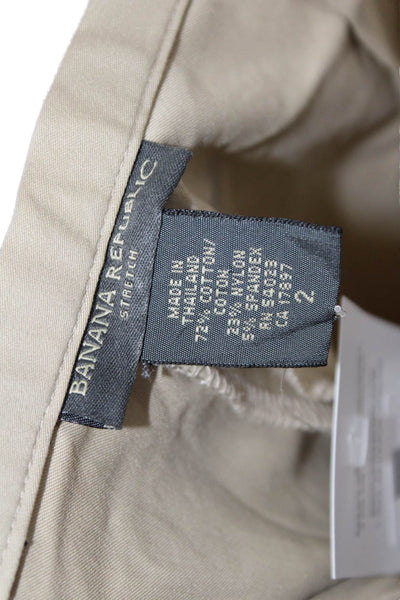 Banana Republic Womens Side Zip Mid Rise Pleated Chino Pants Brown Size 2