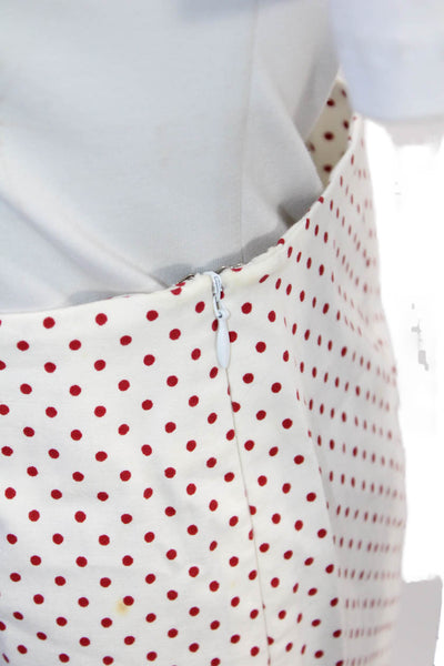 Searle Womens Side Zip Knee Length Polka Dot Pencil Skirt White Red Size 6