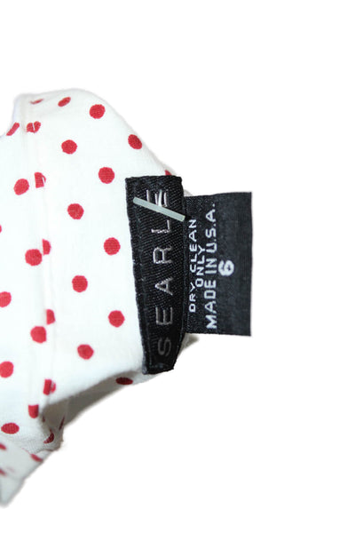 Searle Womens Side Zip Knee Length Polka Dot Pencil Skirt White Red Size 6