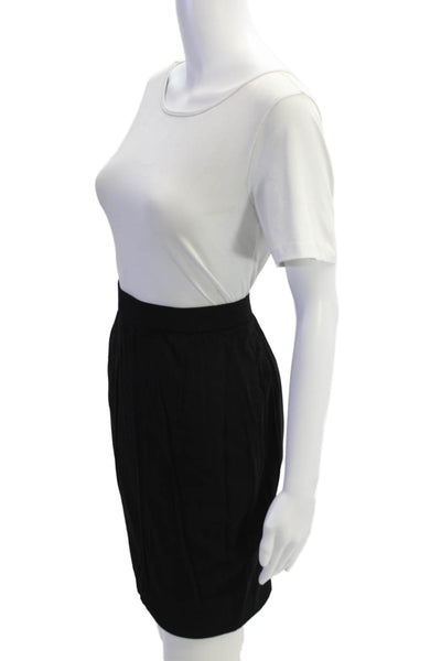 Donna Karan Womens Back Zip Knee Length Pencil Skirt Black Wool Size 2
