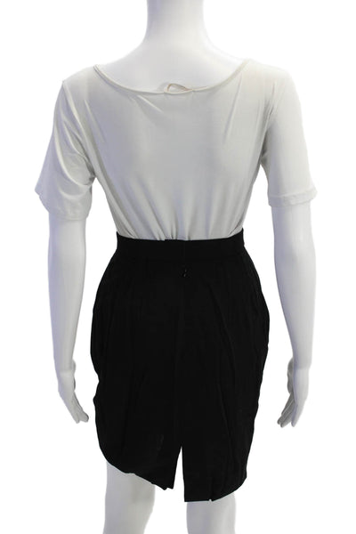 Donna Karan Womens Back Zip Knee Length Pencil Skirt Black Wool Size 2