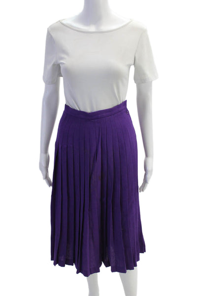 Jaeger Womens Side Button Pleated Vintage A Line Skirt Purple Size 6