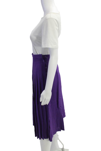 Jaeger Womens Side Button Pleated Vintage A Line Skirt Purple Size 6
