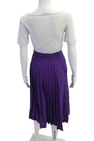 Jaeger Womens Side Button Pleated Vintage A Line Skirt Purple Size 6