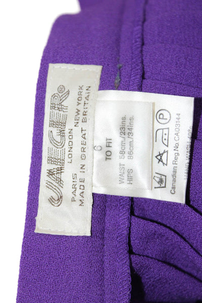 Jaeger Womens Side Button Pleated Vintage A Line Skirt Purple Size 6