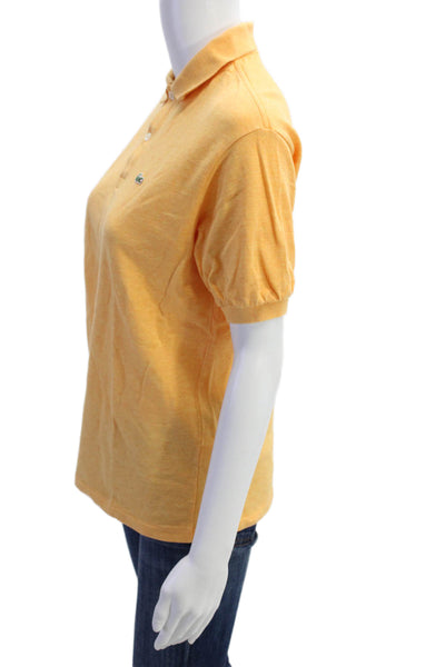 Lacoste Boys Short Sleeve Collared Logo Polo Shirt Orange Cotton Size 16