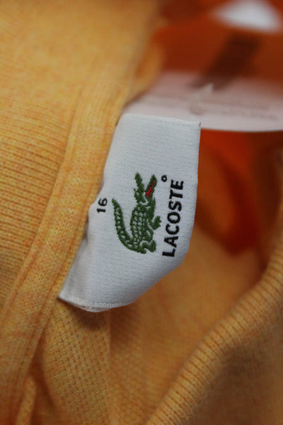 Lacoste Boys Short Sleeve Collared Logo Polo Shirt Orange Cotton Size 16