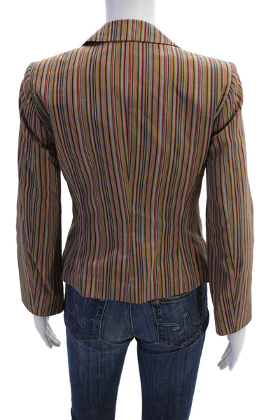 Etro Womens Three Button Notched Lapel Striped Blazer Jacket Brown Size IT 42
