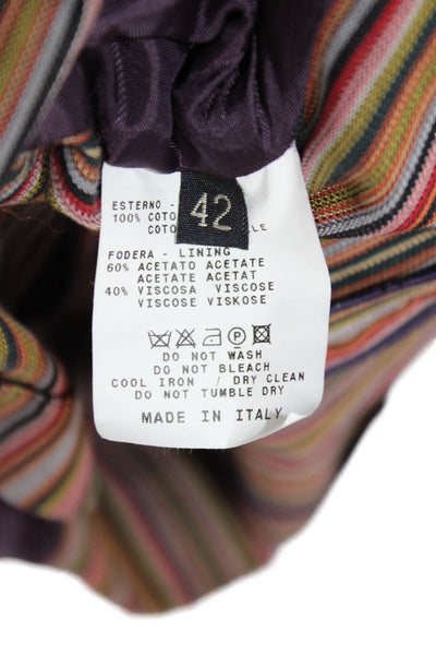 Etro Womens Three Button Notched Lapel Striped Blazer Jacket Brown Size IT 42