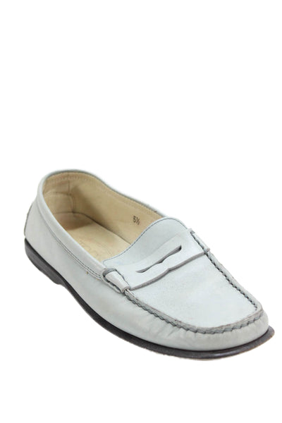 Tods Womens Slip On Square Toe Loafers Gray Leather Size 5.5