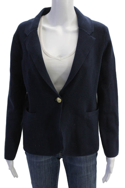 J Crew Womens Single Button Sweater Jacket Navy Blue Cotton Size Small