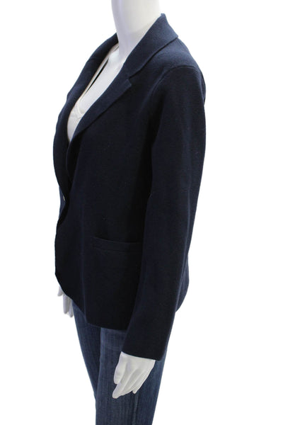 J Crew Womens Single Button Sweater Jacket Navy Blue Cotton Size Small